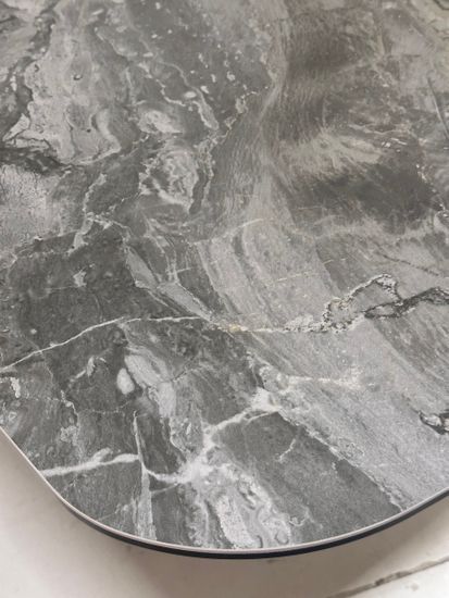 Стол MAGNUS 180 KL-80 Серый мрамор, итальянская керамика / Темно-серый каркас