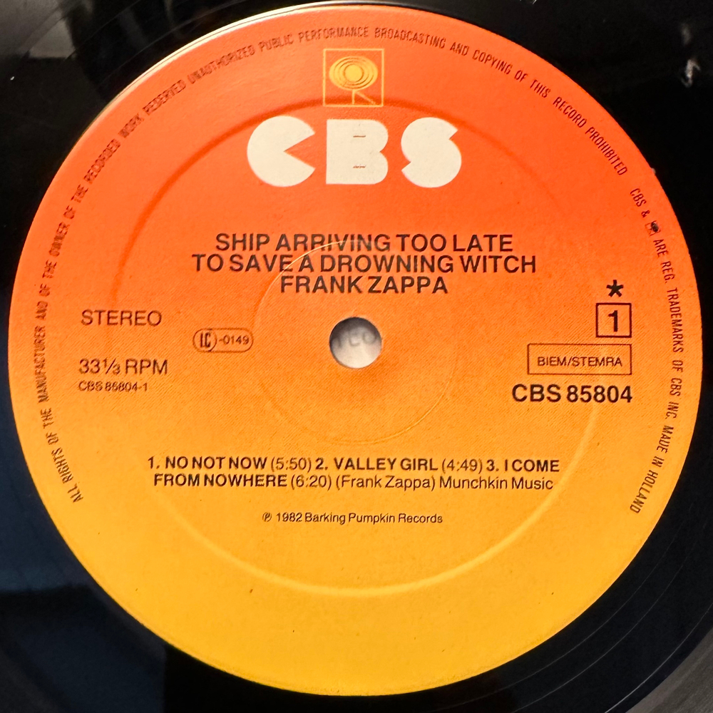 Zappa- Ship Arriving Too Late To Save A Drowning Witch (Голландия 1982г.)