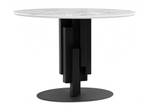Стол стеклянный Woodville Калипсо 110 белый мрамор, черный, ножки черные