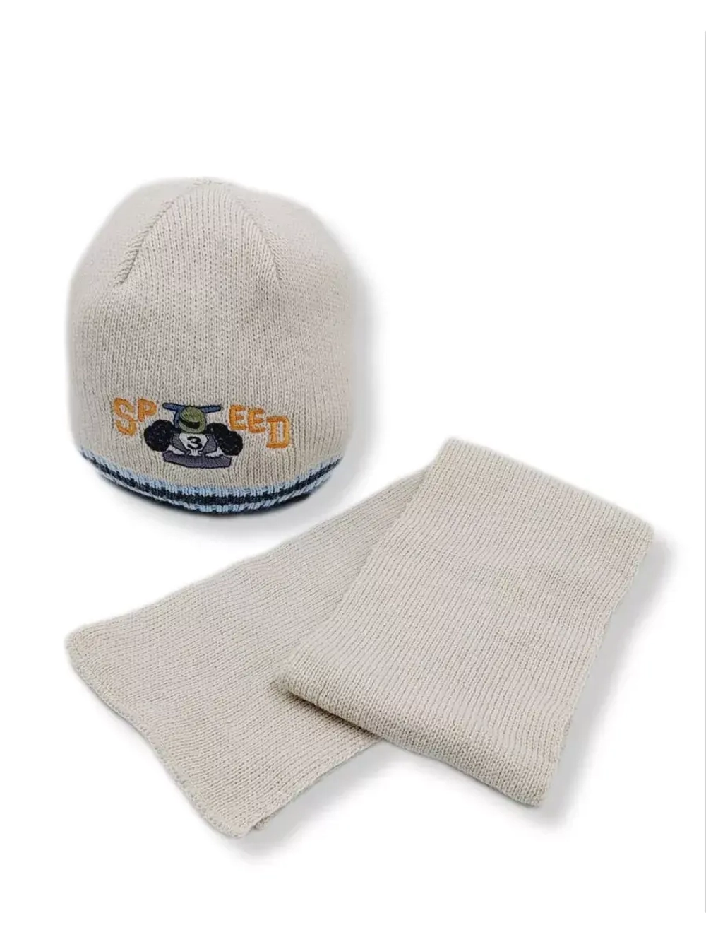 Детская шапка с шарфом для мальчика на весну и осень