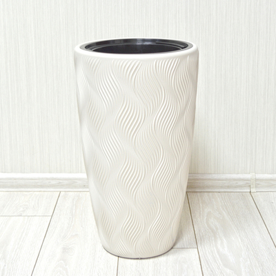 Кашпо Флэйм 24л, со вставкой 5л, светло-бежевый