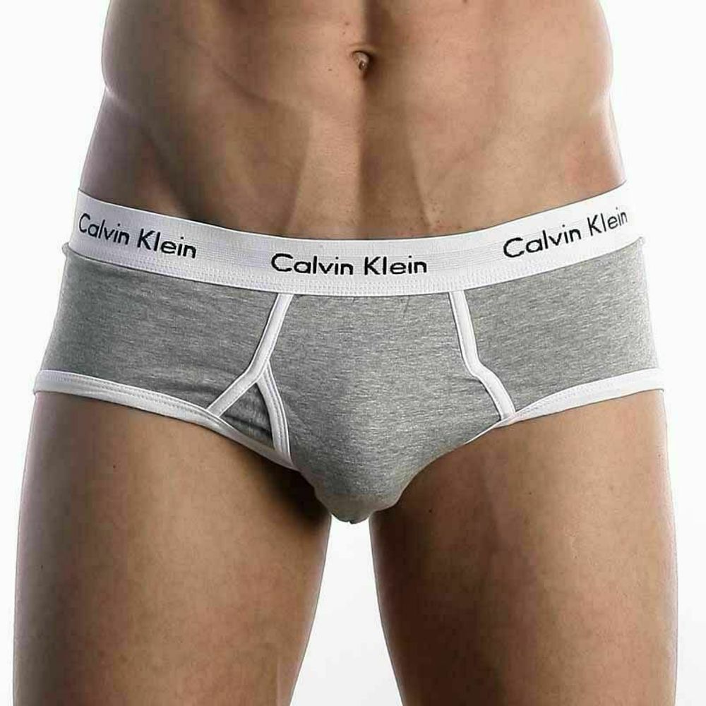 Мужские трусы брифы Calvin Klein 365 Grey White Brief
