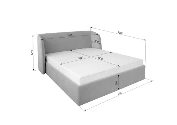 Кровать с подъемным механизмом Classic 160 см (бежевый, велюр)