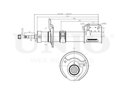 Амортизатор газовый передней подвески правый UNIO SAB-10361