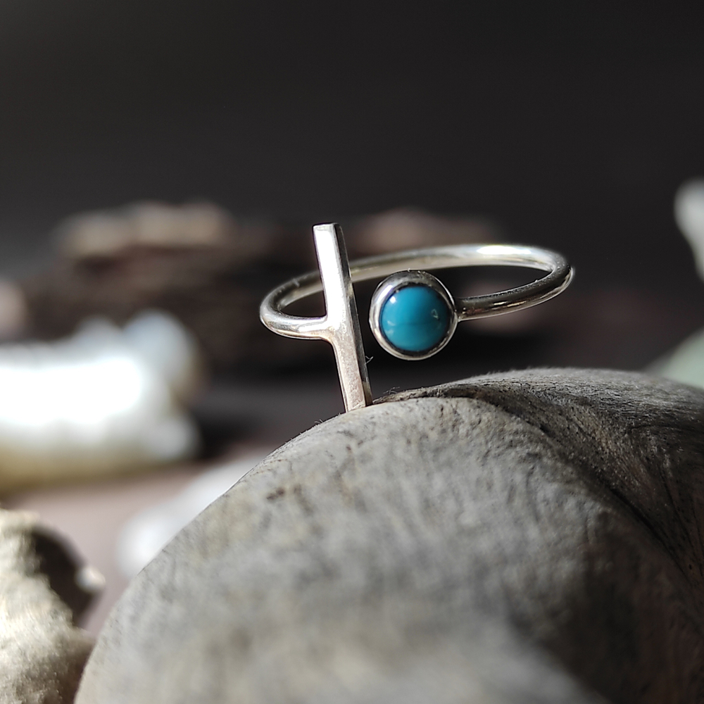 Кольцо ГРАНИЦА, серебро/бирюза