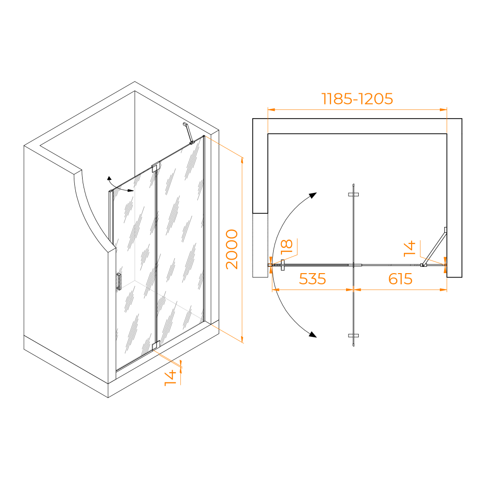 Душевая дверь RGW HO-014Gr (Матовое-Сатинат, 1200)