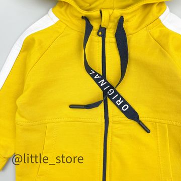 Толстовка из футера на молнии "Морской бриз" горчица с лампасом