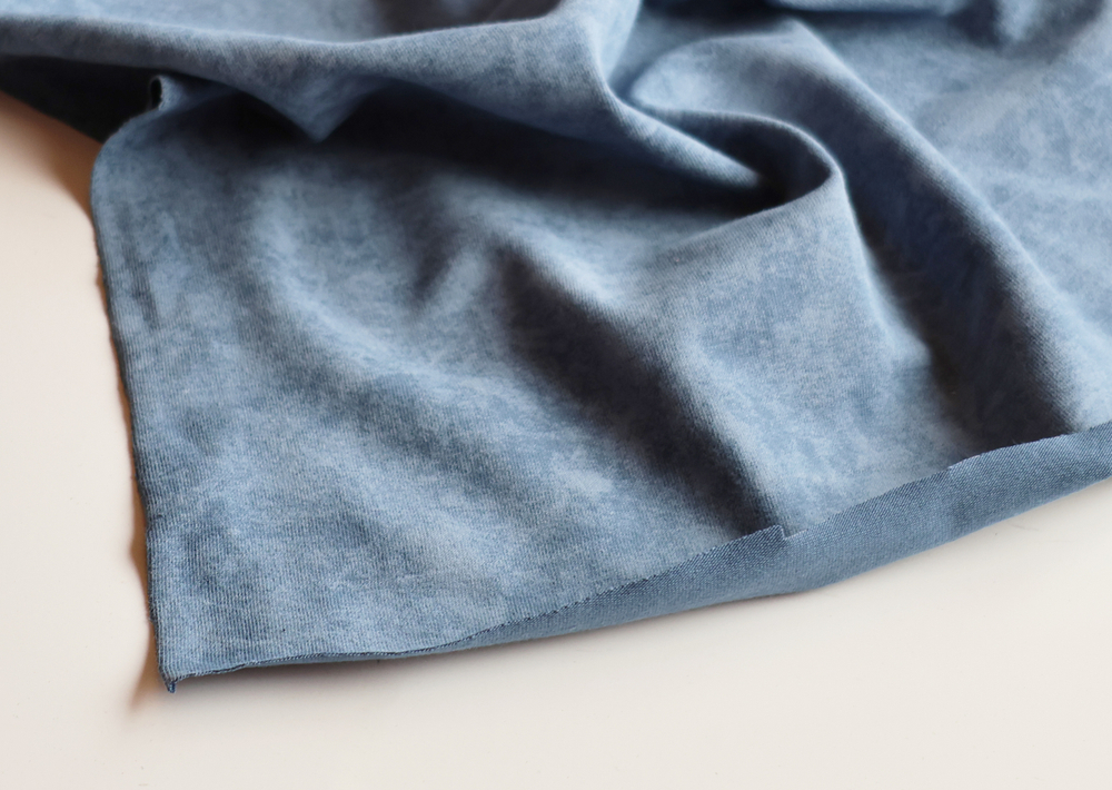 ПЫЛЬНО-СИНИЙ - Кулирка с лайкрой ВАРЕНКА, небольшой ВЕЛЮР-ЭФФЕКТ, компакт пенье (КРВ702 Ксения)