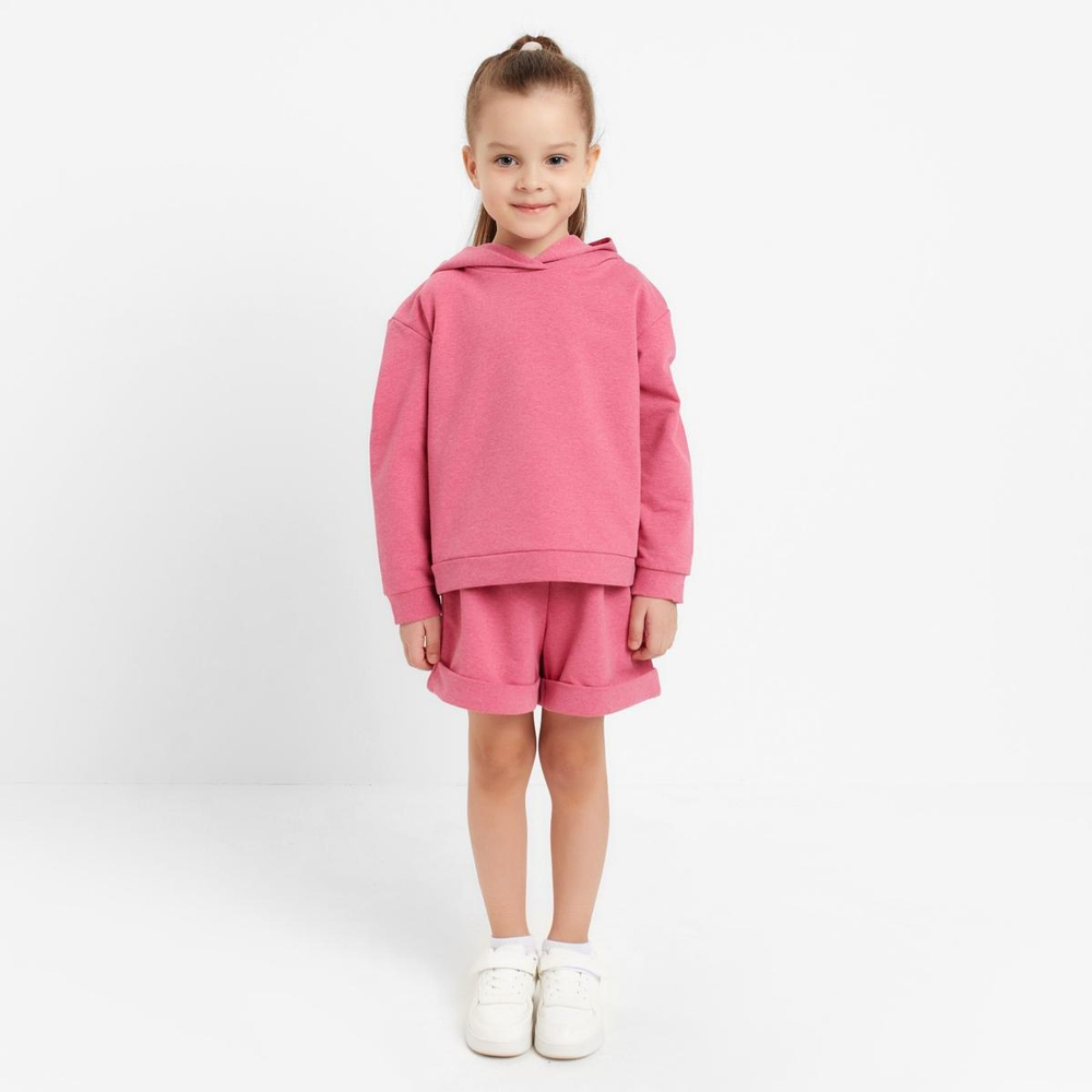 Комплект для девочек толстовка+шорты "Basic line" р.122-128см. фуксия 7599316 (KAFTAN)