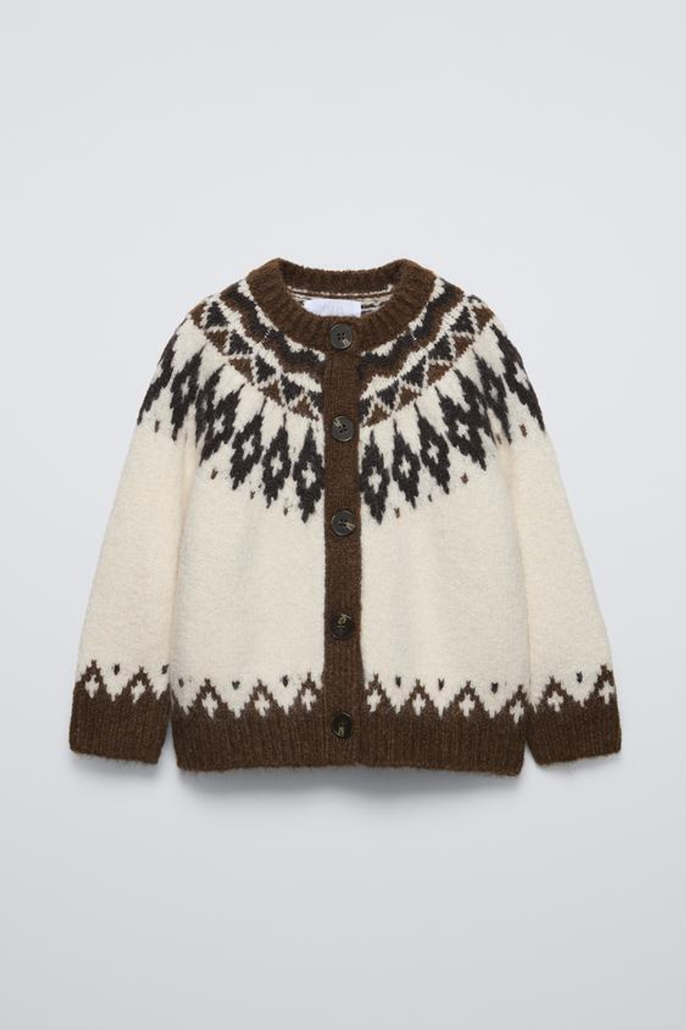 ZARA ЖАККАРДОВЫЙ КАРДИГАН, СВЕТЛО-КОРИЧНЕВЫЙ