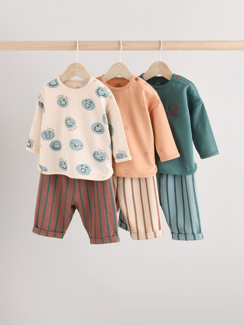Лонгслив и легинсы в комплекте для малышей Next 925-726, 3 шт., Бежевый, Бирюзовый