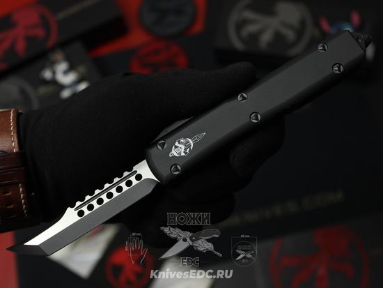 Фронтальный нож Microtech Ultratech Hellhound Black  119-1TS с клинком из стали Böhler M390