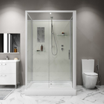 Душевая кабина Niagara Standart ST120/90/15Q/BK (120х90х200) прямоугольник,поддон 15см,распашная,проф.белый,без крыши,3 места