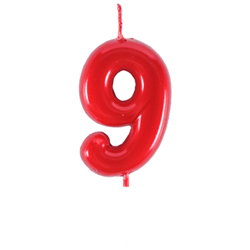 Свеча -цифра "9" Красная 4,5см