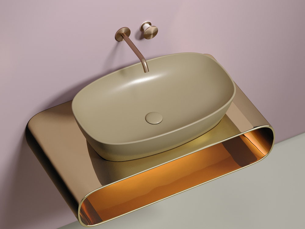 Умывальник чаша накладная овальная (цвет Капучино Матовый) Element 610x385x140мм