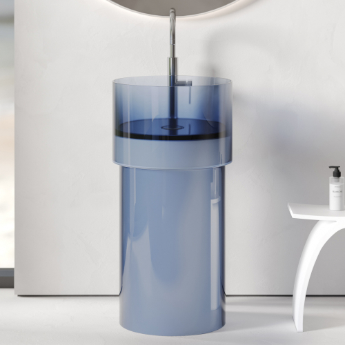 Раковина отдельностоящая прозрачная ABBER Kristall AT2701Saphir синяя