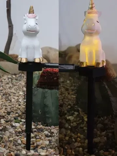 Садовый фонарь единорог, украшение сада, для улицы, на солнечной батареи