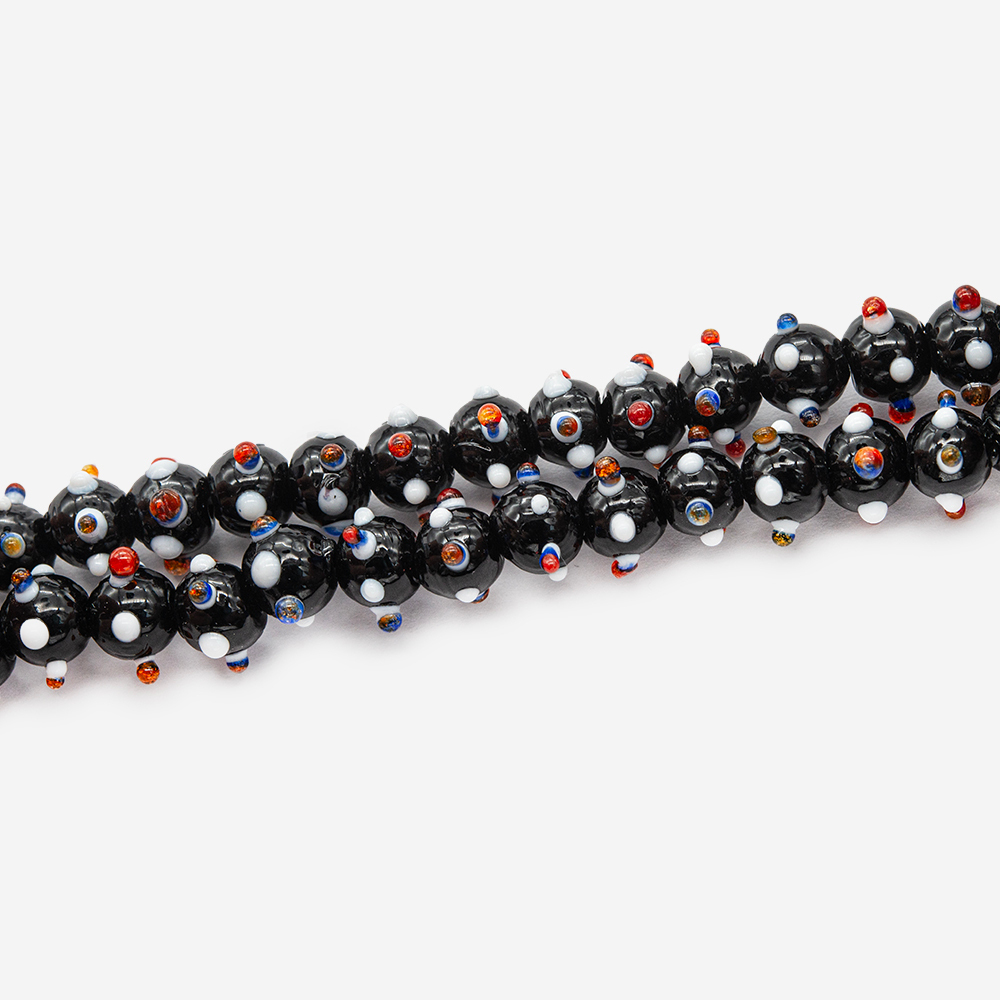 Бусина лампворк "Ёжик", 10,5мм, черное стекло