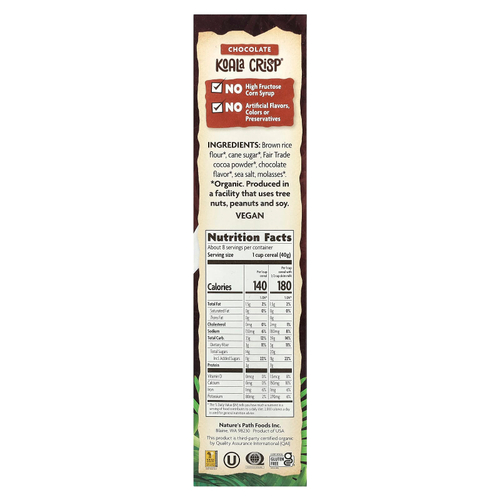 Nature's Path, EnviroKidz, органические шоколадные хрустящие хлопья «коала», 325 г (11,5 унции)