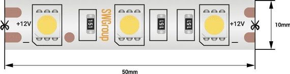 Светодиодная влагозащищенная лента SWG 14,4W/m 60LED/m 5050SMD синий 5M 001848