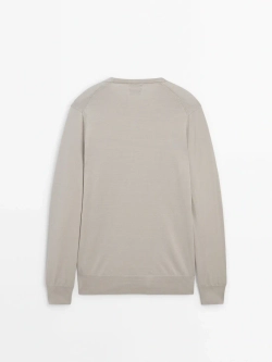 Massimo Dutti Хлопковый свитер с длинными рукавами, цвет льда