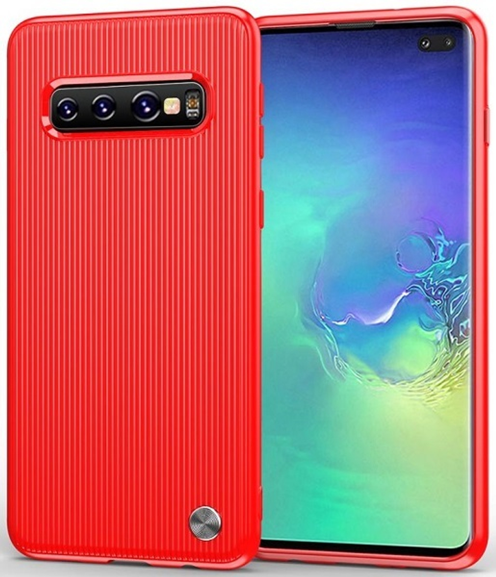 Чехол для Samsung Galaxy S10 Plus цвет Red (красный), серия Bevel от Caseport