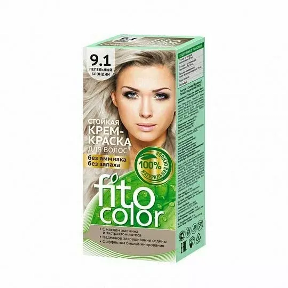 ФитоКосметик Стойкая крем-краска для волос серии "Fitocolor", тон 9.1 пепельный блондин 115мл/20шт