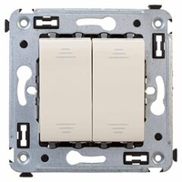Переключатель двухклавишный в стену, "Avanti", "Ванильная дымка"