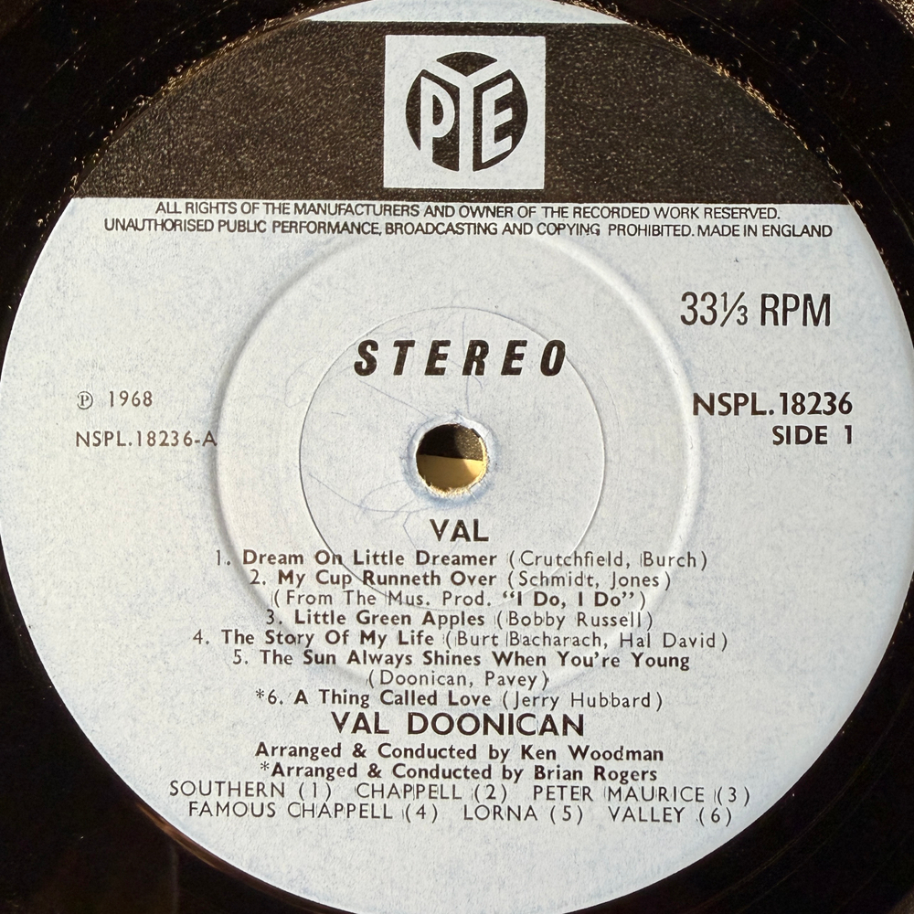 Val Doonican ‎– Val (Англия 1968г.) Т