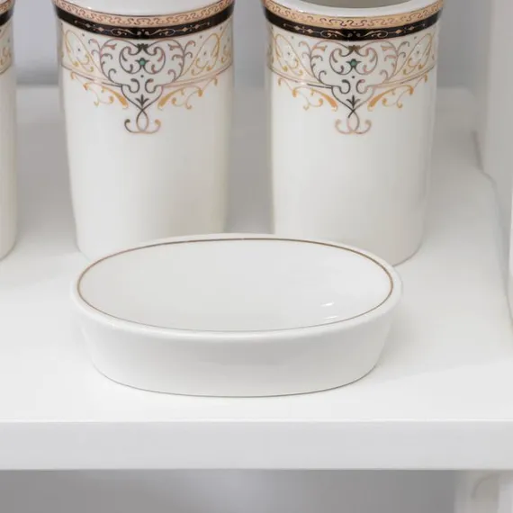 Набор аксессуаров для ванной комнаты Доляна «Золотая роскошь», 4 предмета (дозатор 250 мл, мыльница, 2 стакана)