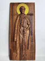 Освященная Икона Дмитрия Донского резная из дуба 31.5х14 см