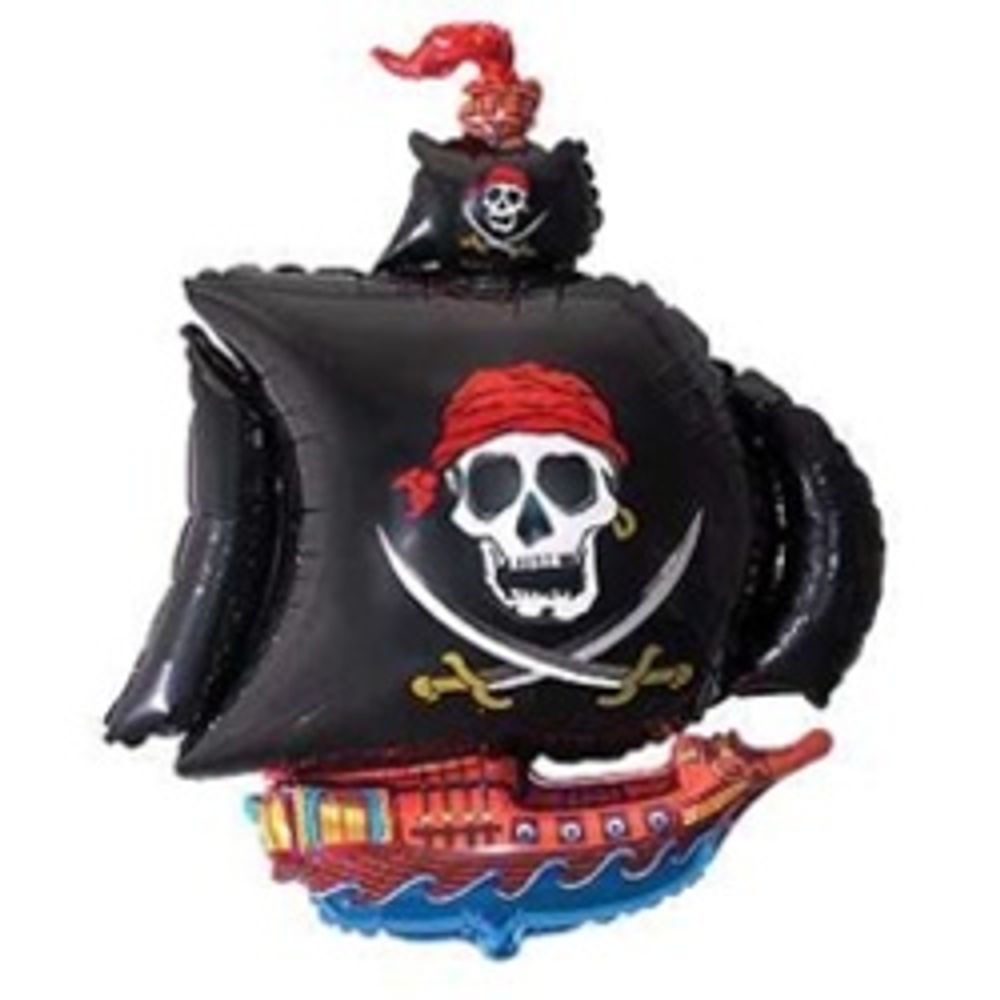 Шар (41"/104 см) Фигура, Пиратский корабль, Черный