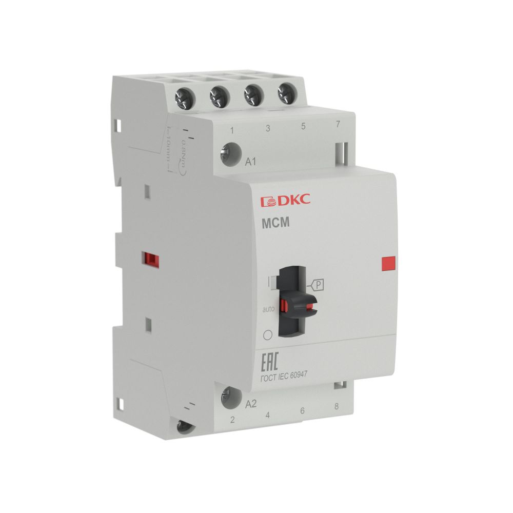 Контактор модульный YON max типа MCМ с ручным управлением, 4P, 25A, 24В DC, 4НО