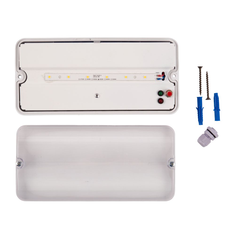 ULW-K25B 6W-4000K-EMG IP65 WHITE Светильник светодиодный влагозащищенный с БАП. Белый свет 4000K. 660Лм. Размер 220x105x50мм. Корпус белый. ТМ Uniel