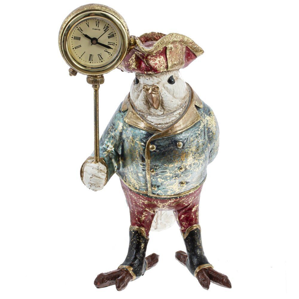 GAEM Фигурка декоративная с часами "Попугай" (LR44х1 н/п), L12 W13 H23 см