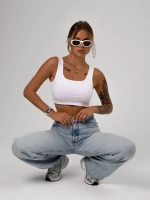 Белый кроп топ укороченный под пиджак