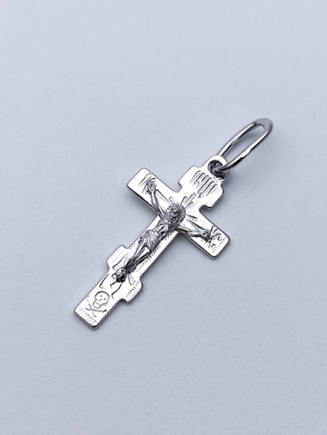 Крест из серебра/Родий/С подвижным ухом/С алмазной огранкой