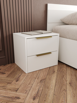 Прикроватная тумба DIWO Краснодар 45x40x35 см, 2 ящика белая, ручка золото