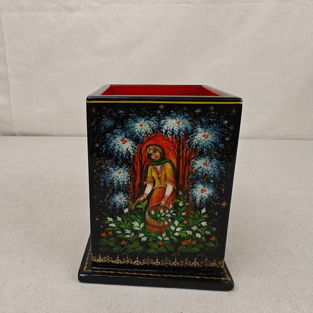 Стакан под ручки и карандаши "12 месяцев" (Ручная роспись Палех)