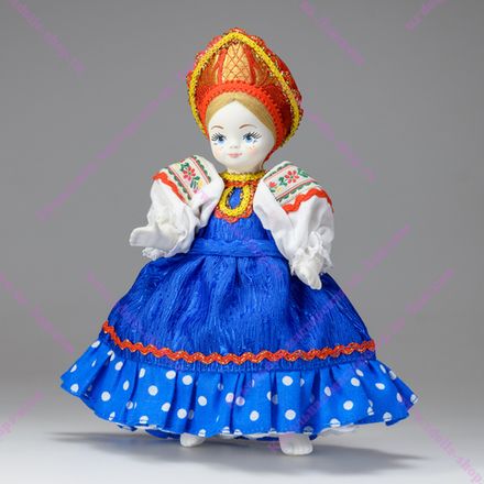 Сувенирная кукла Крестьянская девочка в синем сарафанчике