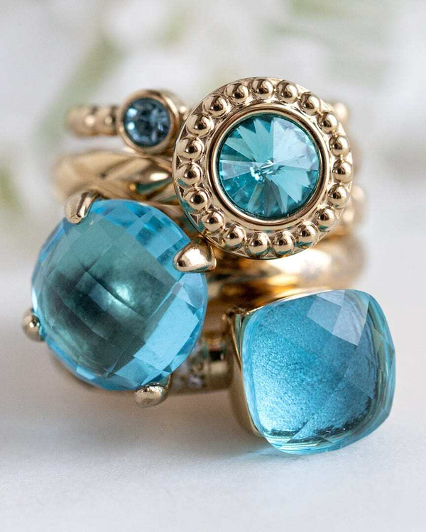Кольцо Qudo Firenze dark aquamarine 17.2 мм 610909/17.2 BL/RG размер 17,2