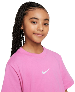 Футболка для девочки теннисная Nike Kids Sportswear Essential Boxy T-Shirt - playful pink/white