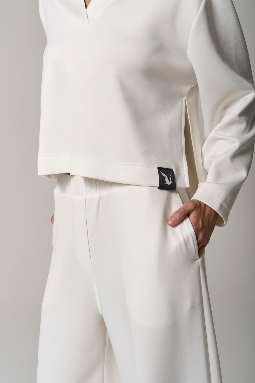 Брюки трикотажные wide leg белые