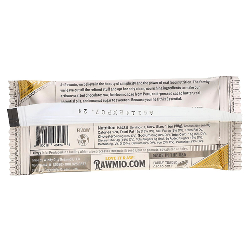 Rawmio, Essential Bar, органический необработанный шоколад, 70% какао, апельсин, 30 г (1,1 унции)