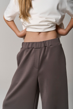 Брюки трикотажные wide leg коричневые