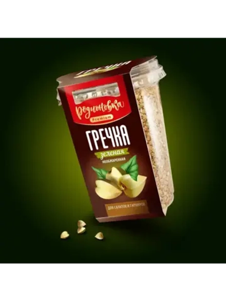 Крупа Зеленая Гречка в стакане 375 гр ТМ Родионовка