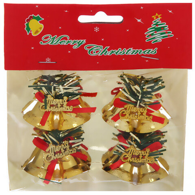 Украшение «Колокольчики с хвоей» 2,3 см золото (набор 4 шт)