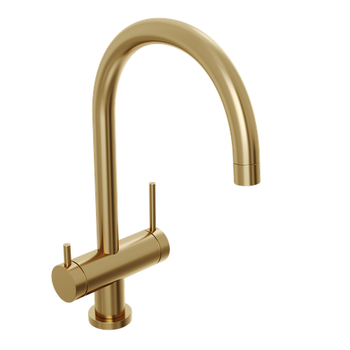 Смеситель для кухни Abelsberg Aera AWF70029BG с возможностью подключения фильтра для воды, цвет королевское золото, PVD покрытие