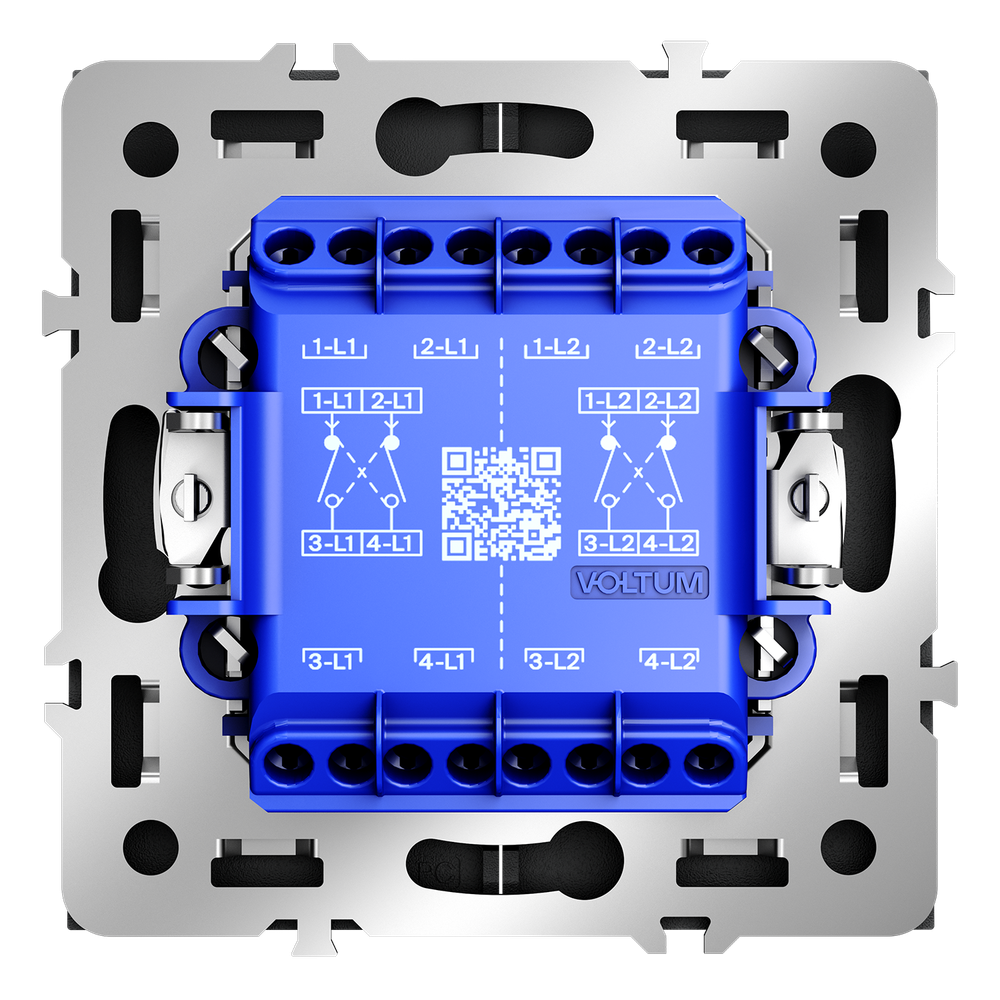 Перекрестный переключатель встраиваемый VOLTUM S70 двухклавишный 10А, (графит)