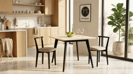 Стол Zip-mebel Сканди М 90 чёрное дерево/слоновая кость